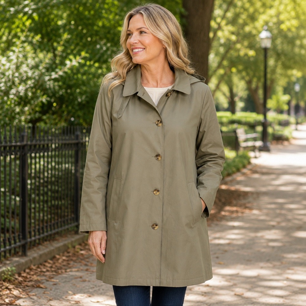 Lauren Ralph Lauren XXL Olive Fern Hooded Balmacaan Raincoat NWT